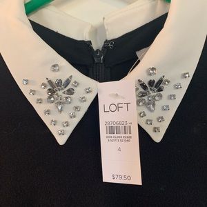 Black dress white embellished collar